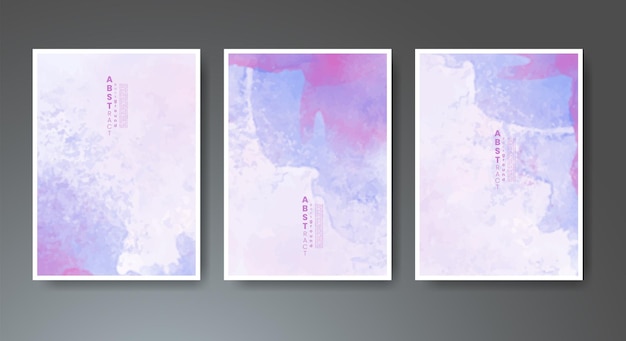 Set of creative hand painted abstract watercolor background Design for your cover date postcard