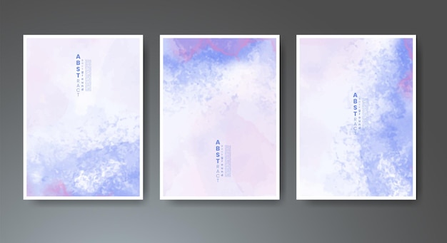 Set of creative hand painted abstract watercolor background Design for your cover date postcard