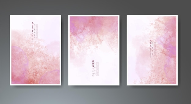 Set of creative hand painted abstract watercolor background Design for your cover date postcard