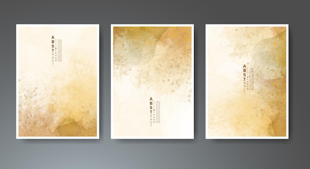 Set of creative hand painted abstract watercolor background Design for your cover date postcard