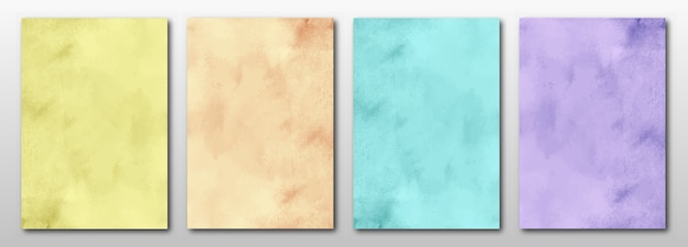 Set of creative hand painted abstract watercolor background.