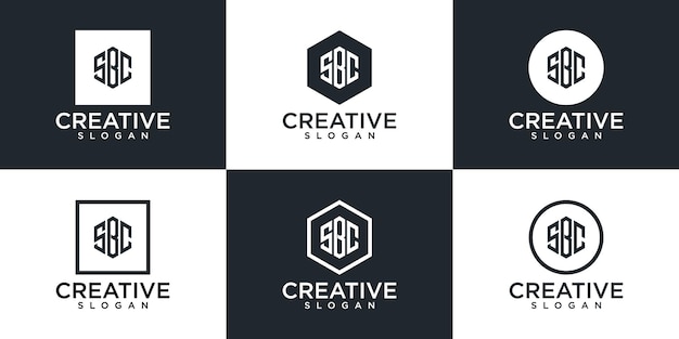 Set of creative hexagon monogram logo design