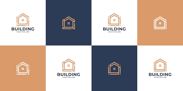 創造的なホームラインのロゴデザインのセット