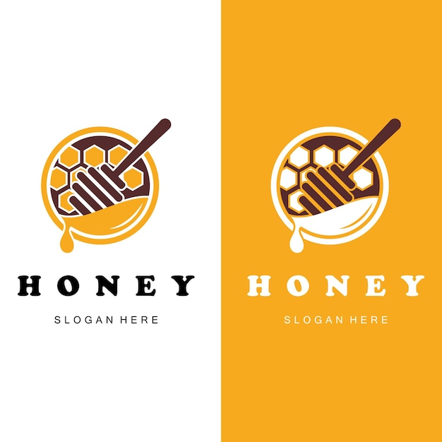 Set of creative honey logo with slogan template