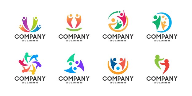 Premium Vector | Set of creative human unity logo design collection