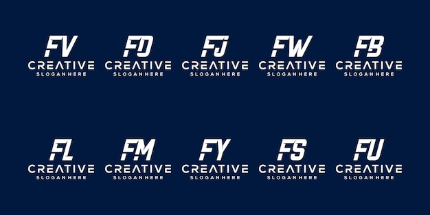 Set di modello di logo della lettera f iniziale creativa