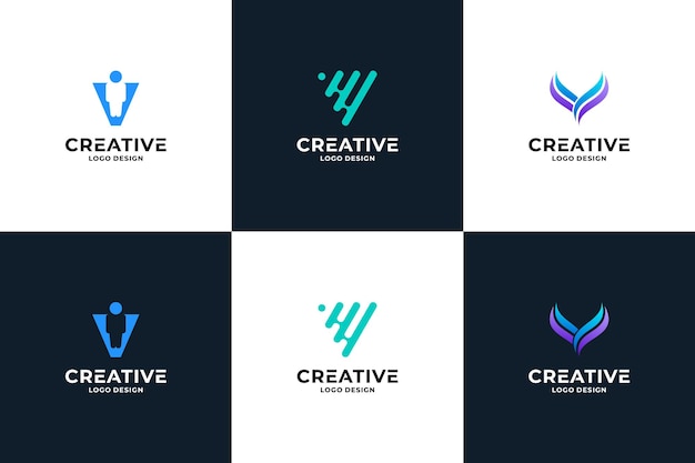 創造的な初期文字 V ロゴ デザインのセット