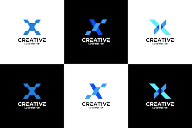 Набор креативной начальной буквы X логотипа