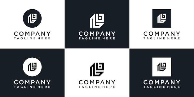 set of creative initial monogram l logo design