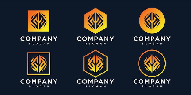 Set of creative initial monogram logo design