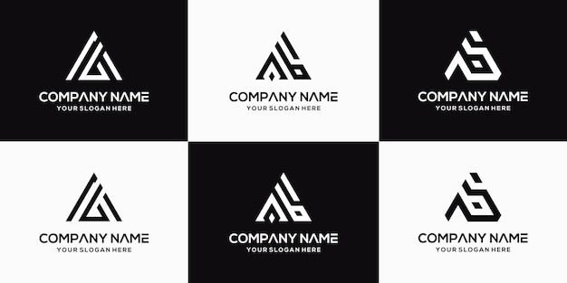 Set of creative letter ab logo design template