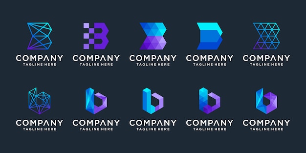 Set of creative  letter B logo design collection.