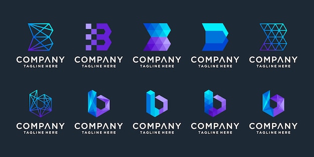 Set di collezione di design del logo lettera b. creativa.