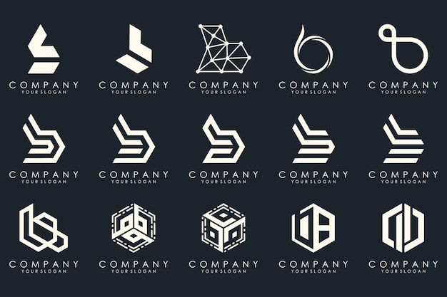 Set of creative letter B logo design template icons for business of luxury elegant simple