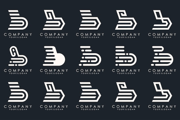 Набор векторного дизайна логотипа творческого письма b