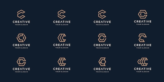 Set of creative letter c logo