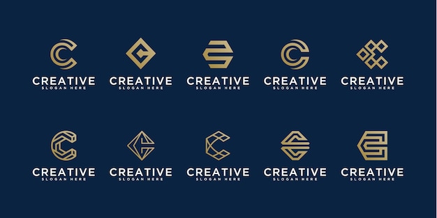 Set of creative letter C logos