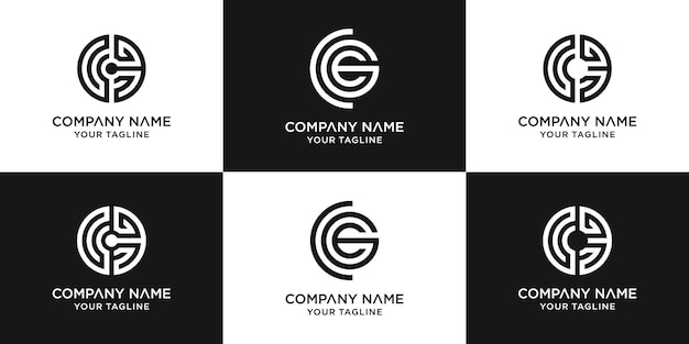 Vector set of creative letter cg logo design