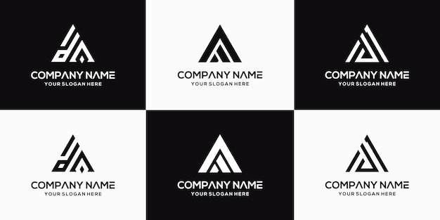 Set of creative letter da logo design template