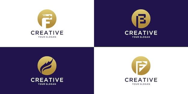 Vector set of creative letter f logo design