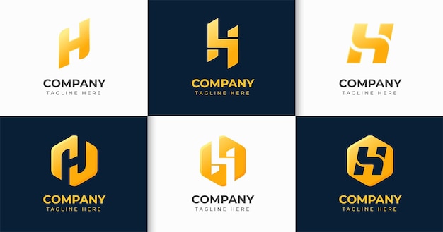 Set of creative letter H logo design template collection