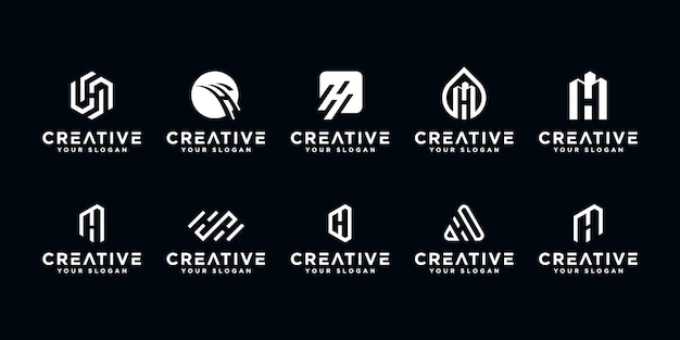 Set di modello di progettazione del logo lettera h. creativa