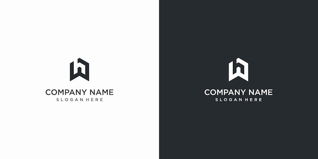 set of creative letter hw logo desidn template