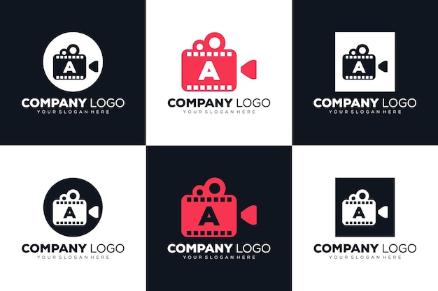 set of creative Letter A initial logo for Cinema film and videography design template