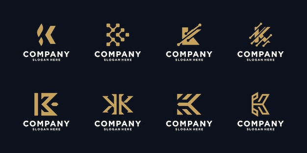 Set of creative letter k logo design templates