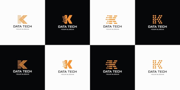 Набор креативной буквы k логотипа с шаблоном логотипа абстрактной формы