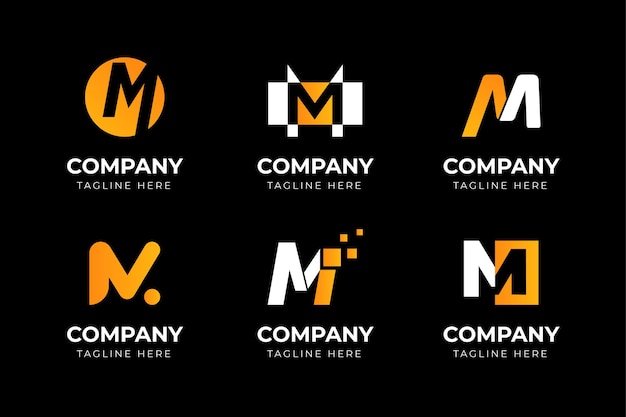 Набор творческих букв M логотип дизайн коллекции шаблонов