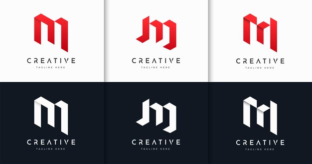 Set of creative letter monogram style logo design template