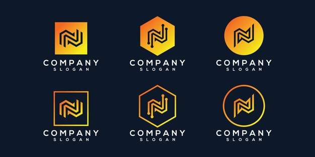 set of creative letter n logos