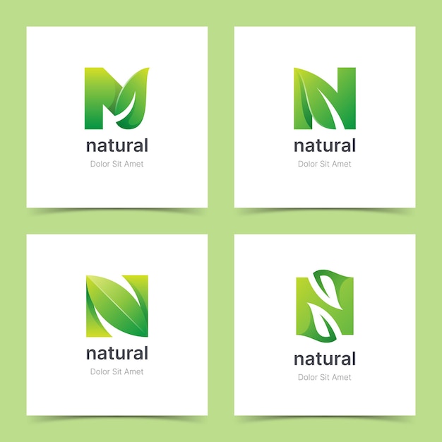 Set of creative letter n natural logo