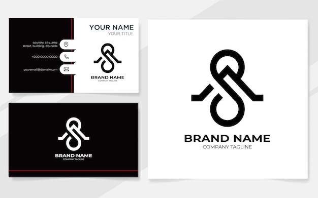 Set of creative letter s logo design template with business card Premium Vector