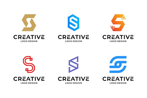 Set of creative letter S logo design template