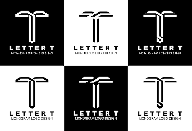 Vector set of creative letter t monogram logo template