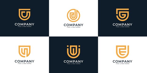 Set of creative letter u logo design elements