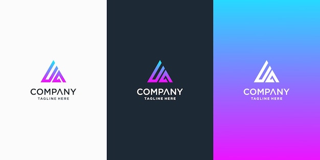 Set di lettere creative ua logo design template premium