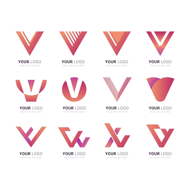 Set of creative letter v logo collection