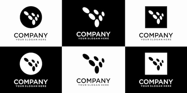 set of creative letter v logo design template