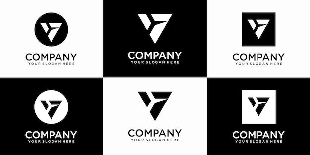 Set of creative letter v logo design template