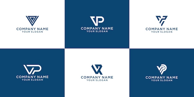 Set of creative letter vp logo design template Premium Vector