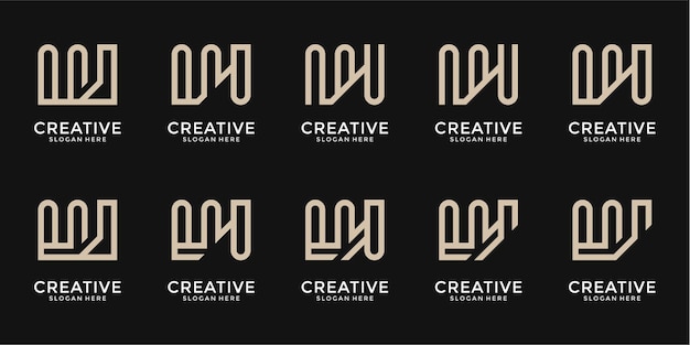 Set of creative letter w logo template