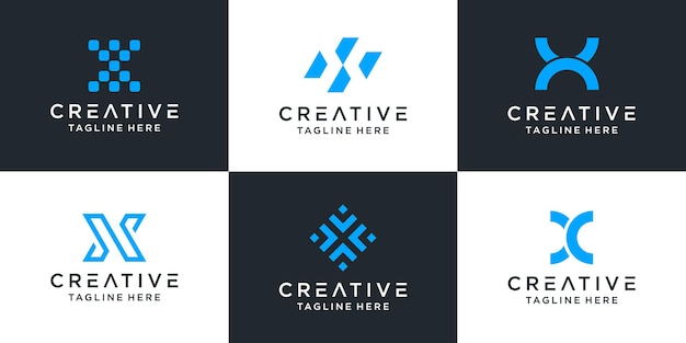 Set of creative letter x logo abstract design inspiration