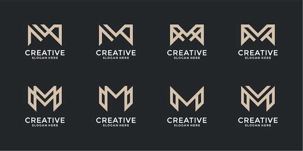 Set of creative lettermark monogram letter m logo template