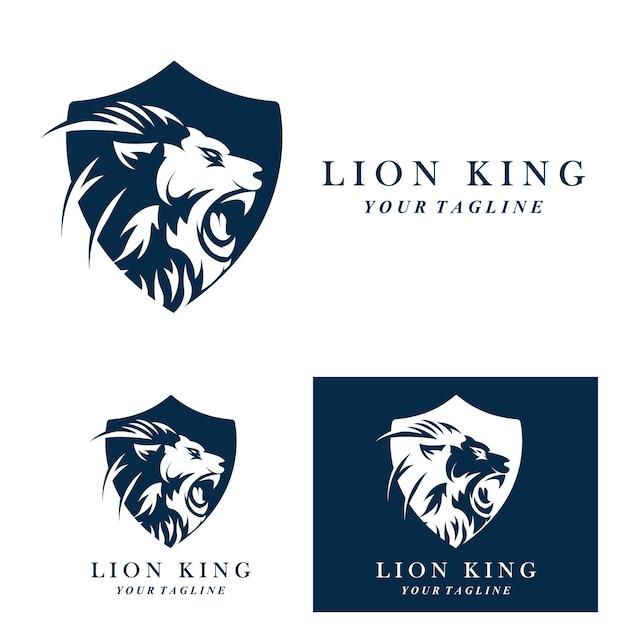 set of creative lion logo with slogan template