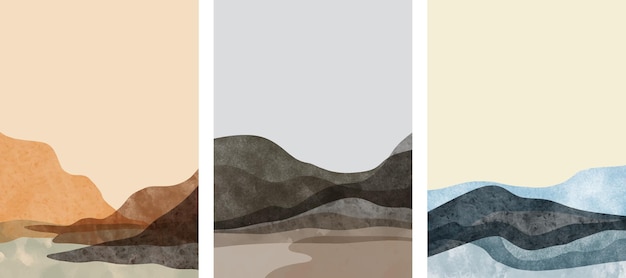 Vector set of creative minimalist hand painted. abstract arts background.