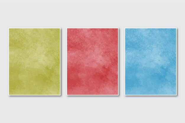 Vector set of creative minimalist hand painted abstract watercolor background