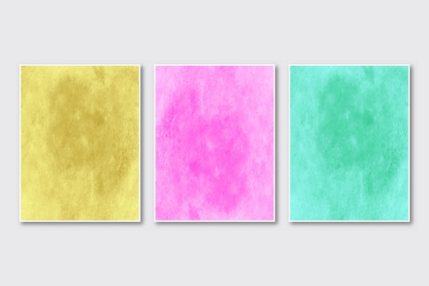 Set of creative minimalist hand painted cards watercolor 